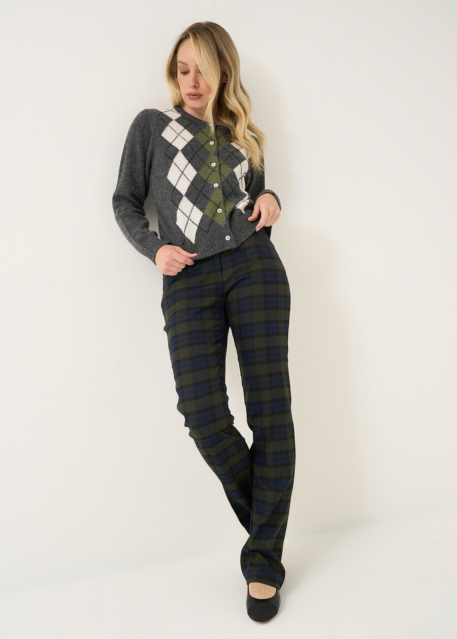 Cady wool argyle cardigan GRIGIO GREY Woman , image number 4