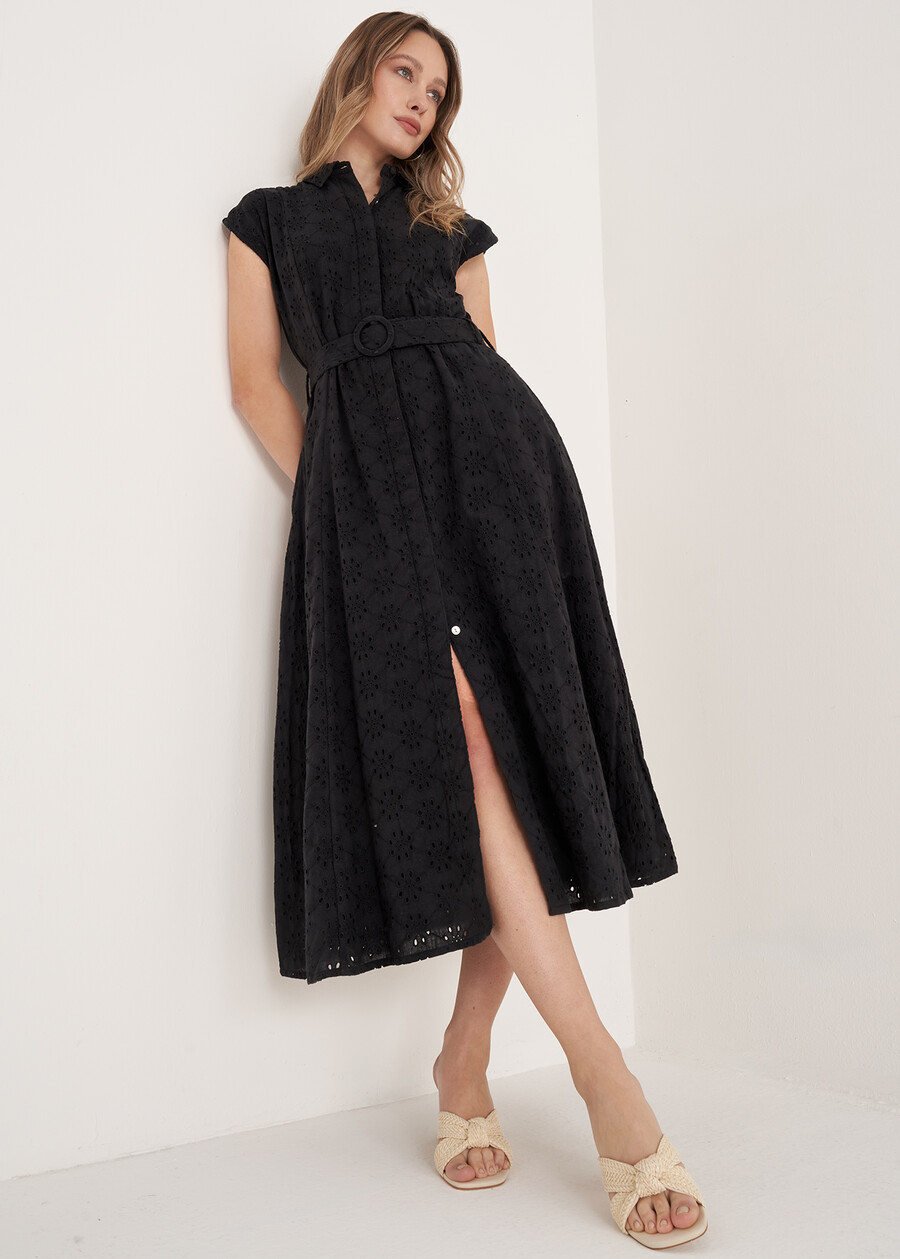 Abito Alis Chemisier Longuette BIANCO BURRONERO BLACK Donna , immagine n. 1
