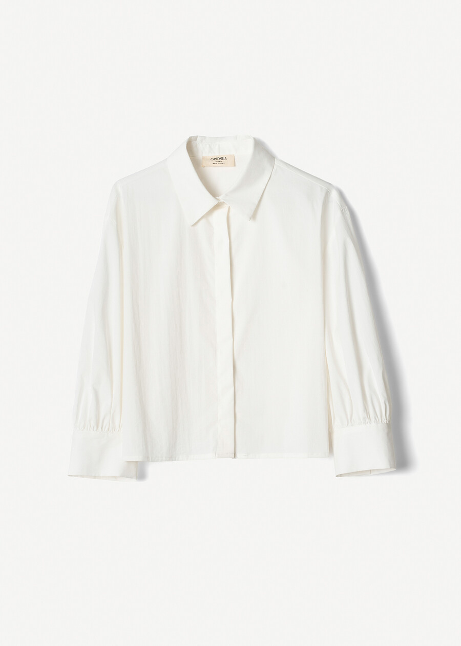Claudia cropped cotton shirt BIANCO WHITE Woman , image number 5
