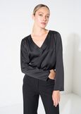 Beatrice satin V-neck blouse NERO BLACKBIANCO WHITEBLU Woman image number 1