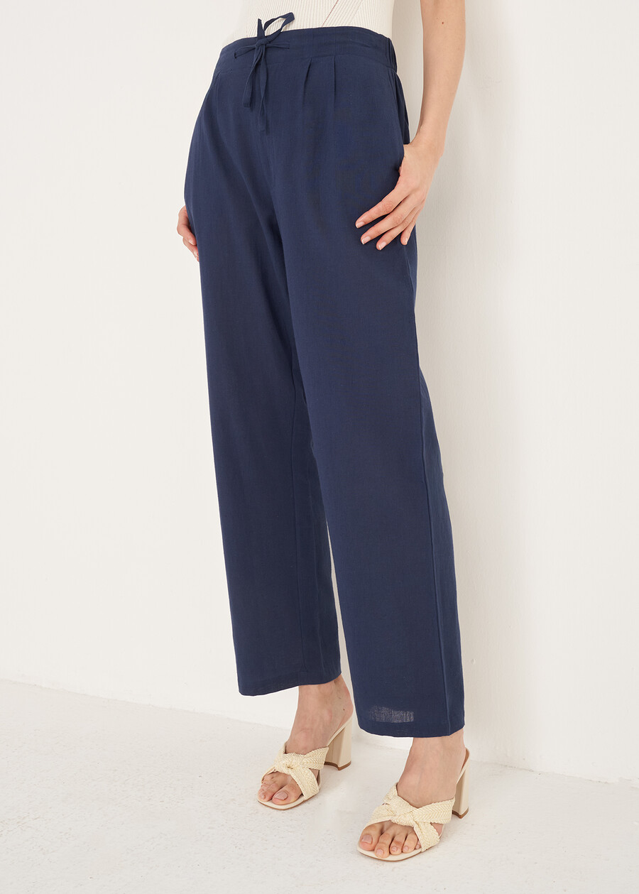 Pantaloni Patrik cotone e lino navy BLU NAVY Donna , immagine n. 3