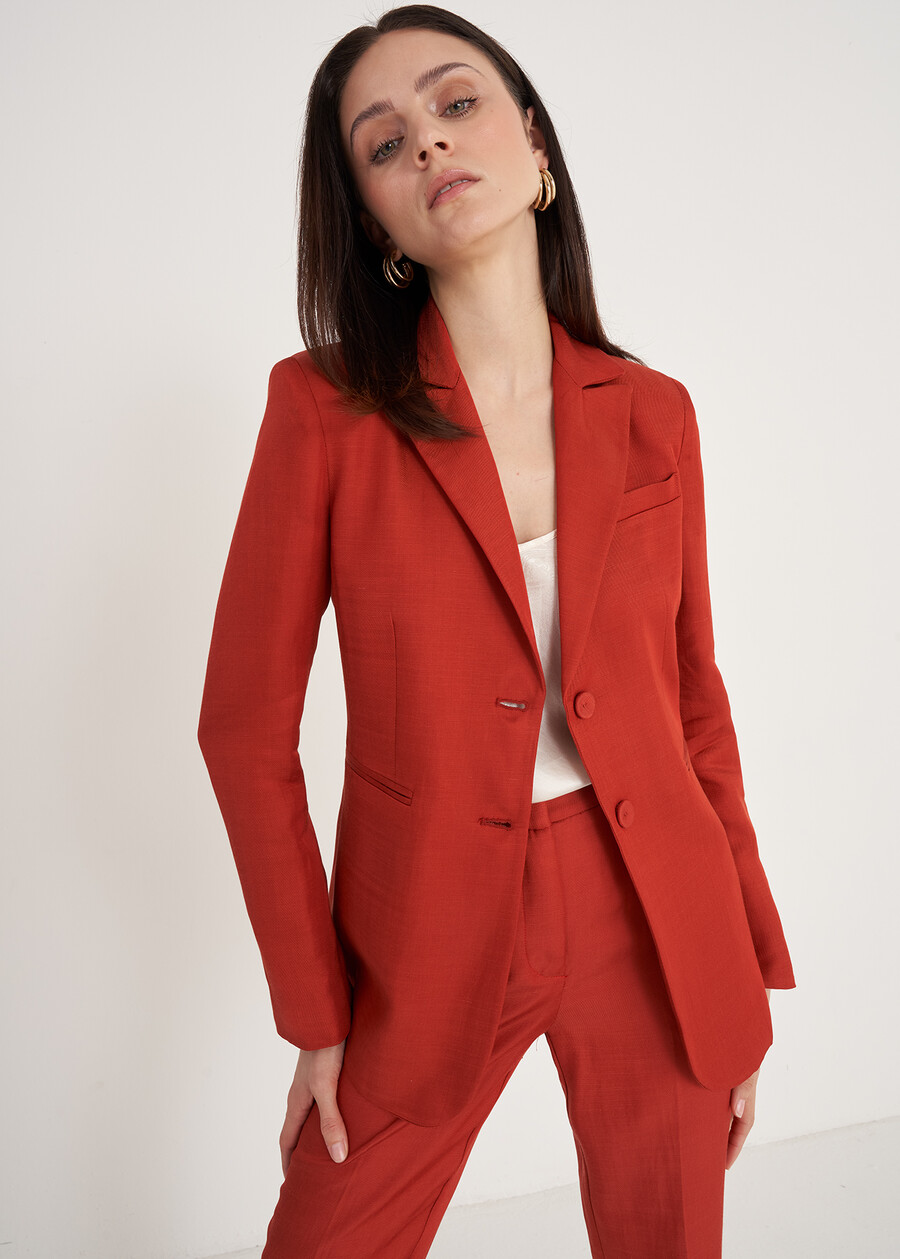 Giulia Linen And Viscose Blazer MARRONE JAVAARANCIO CAROTENE Woman , image number 2