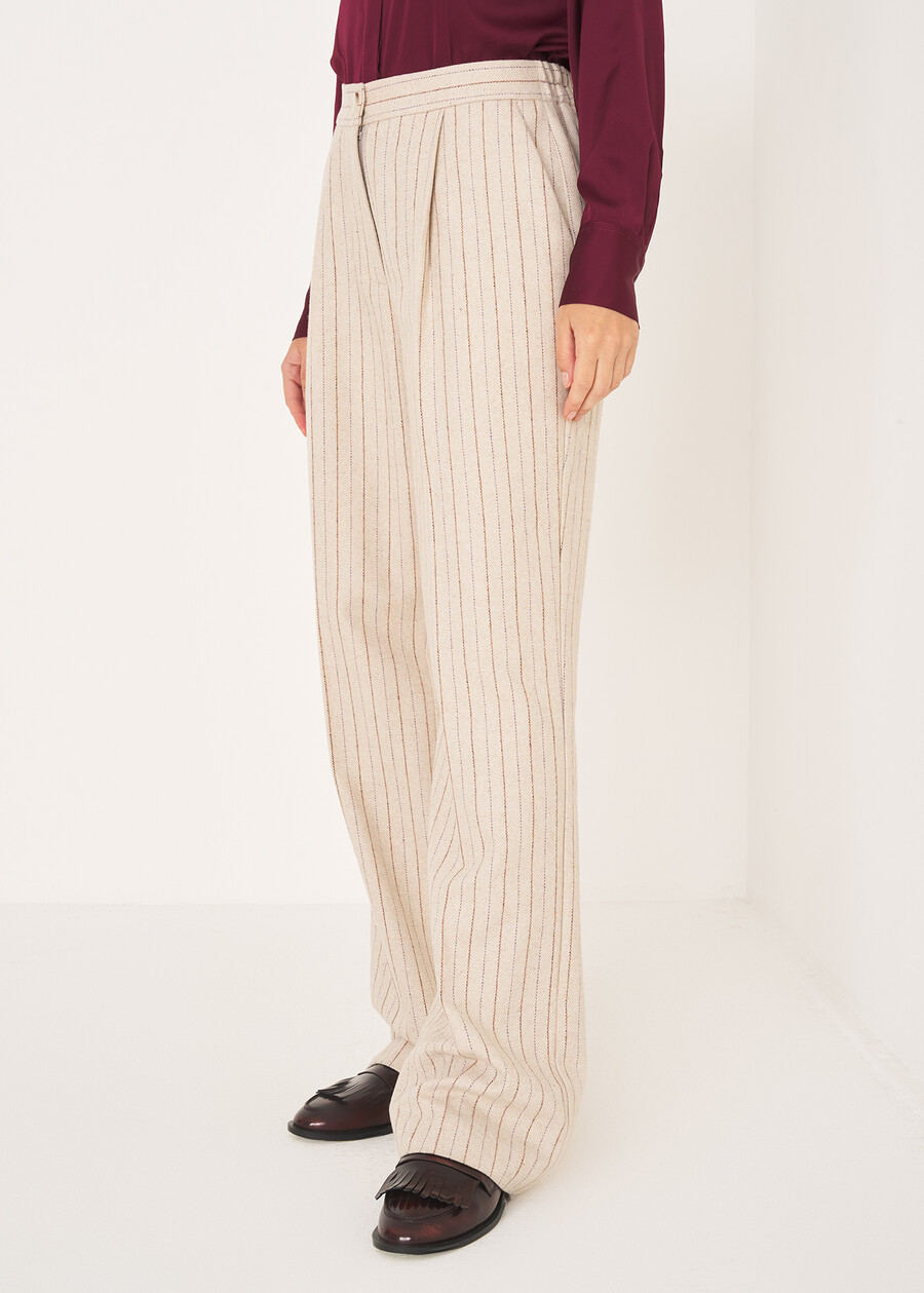 Paris pleated wide-leg trousers BEIGE ECRU Woman , image number 4