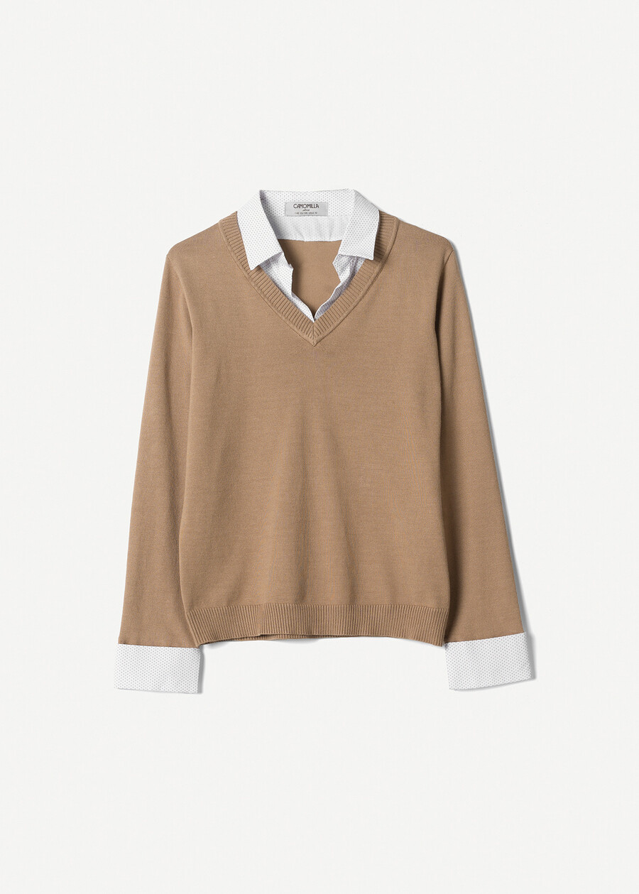 Myka knit with polka collar NERO BLACKBEIGE ECRU Woman , image number 5