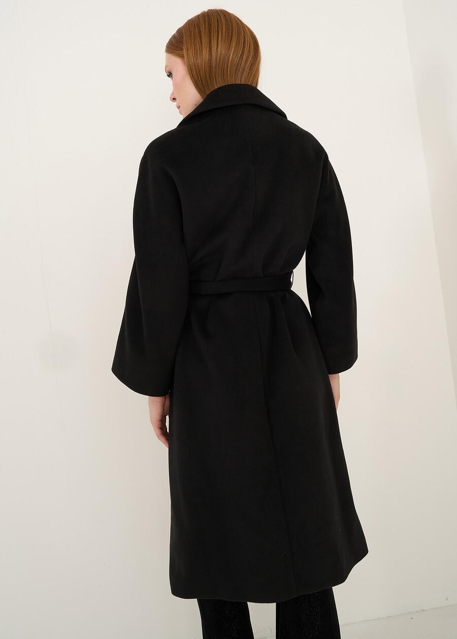 Cloud diagonal cloth wrap coat NERO Woman , image number 5