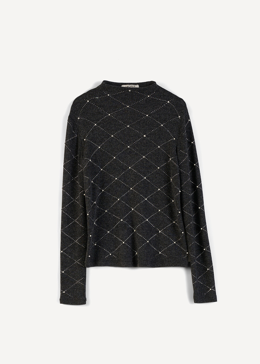Maglia Molley con rombi di strass GRIGIO GREYBLU Donna , immagine n. 5