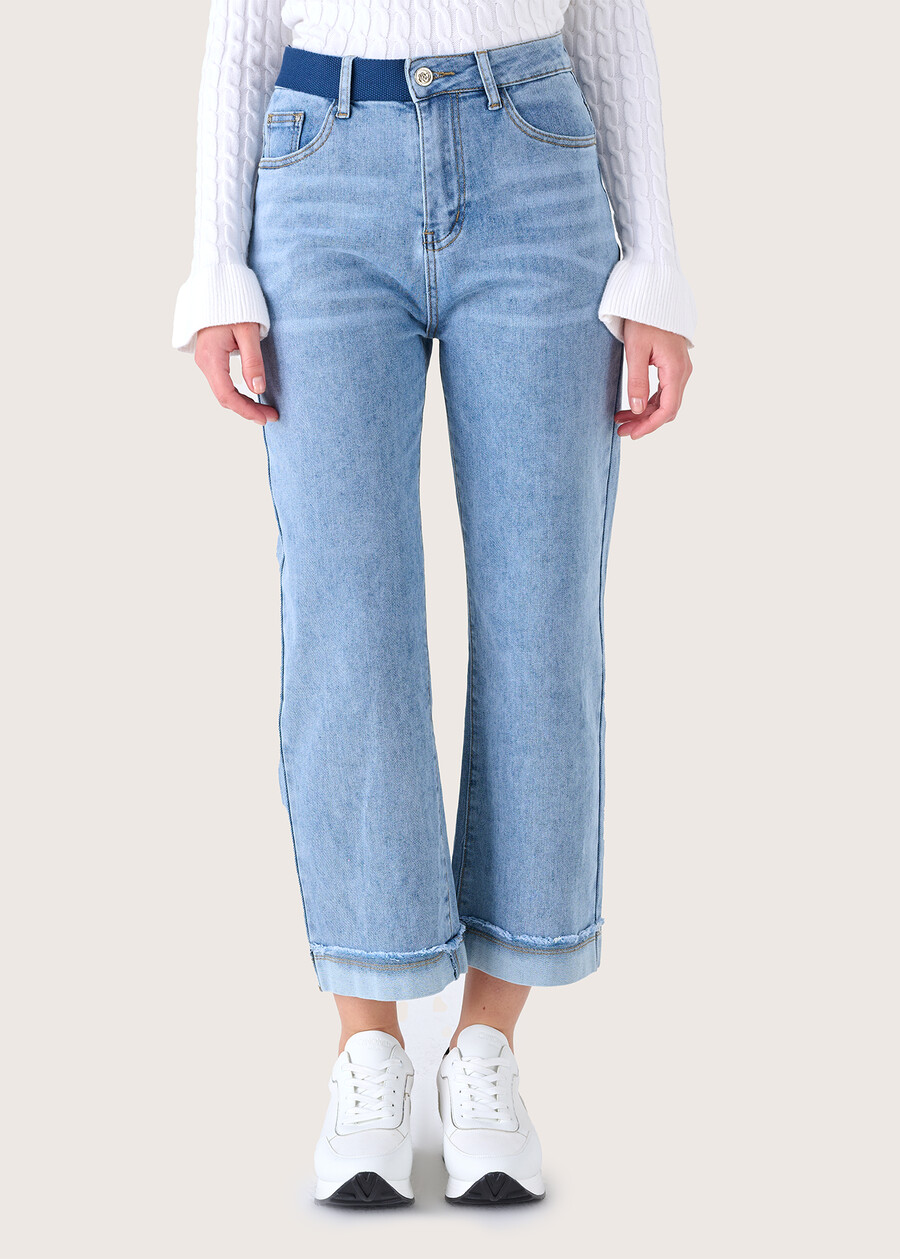 Sara denim cotton trousers DENIM Woman , image number 3