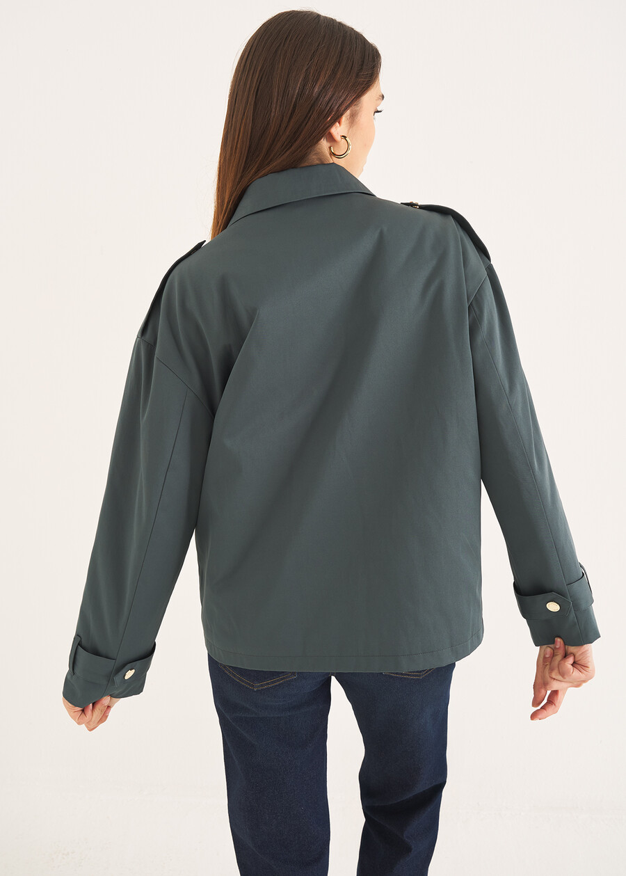 Gary jacket with hidden zip MARRONE TERRABLU GRAFITE Woman , image number 4