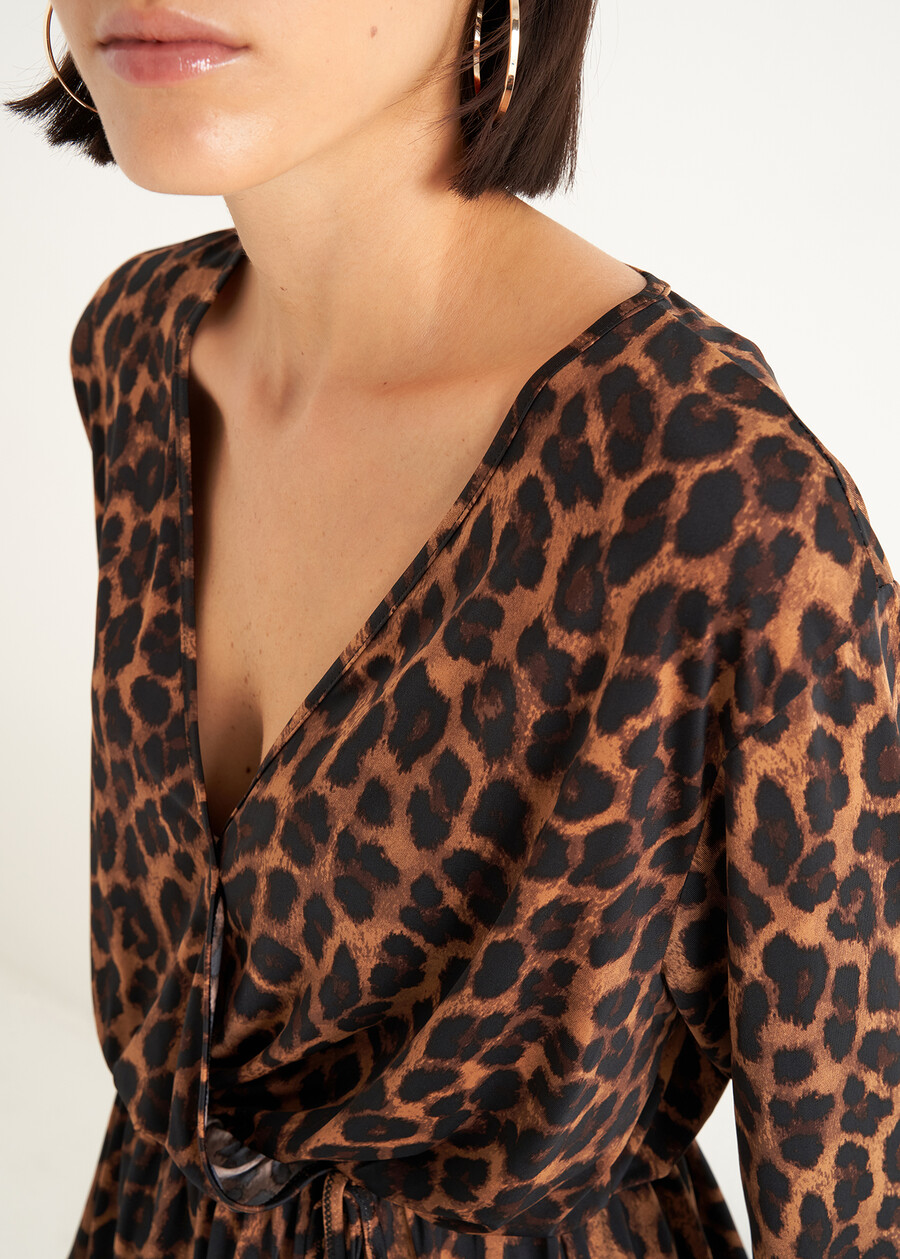 Scarlett wrap-effect printed T-shirt MARRONE CARAMELLO Woman , image number 2