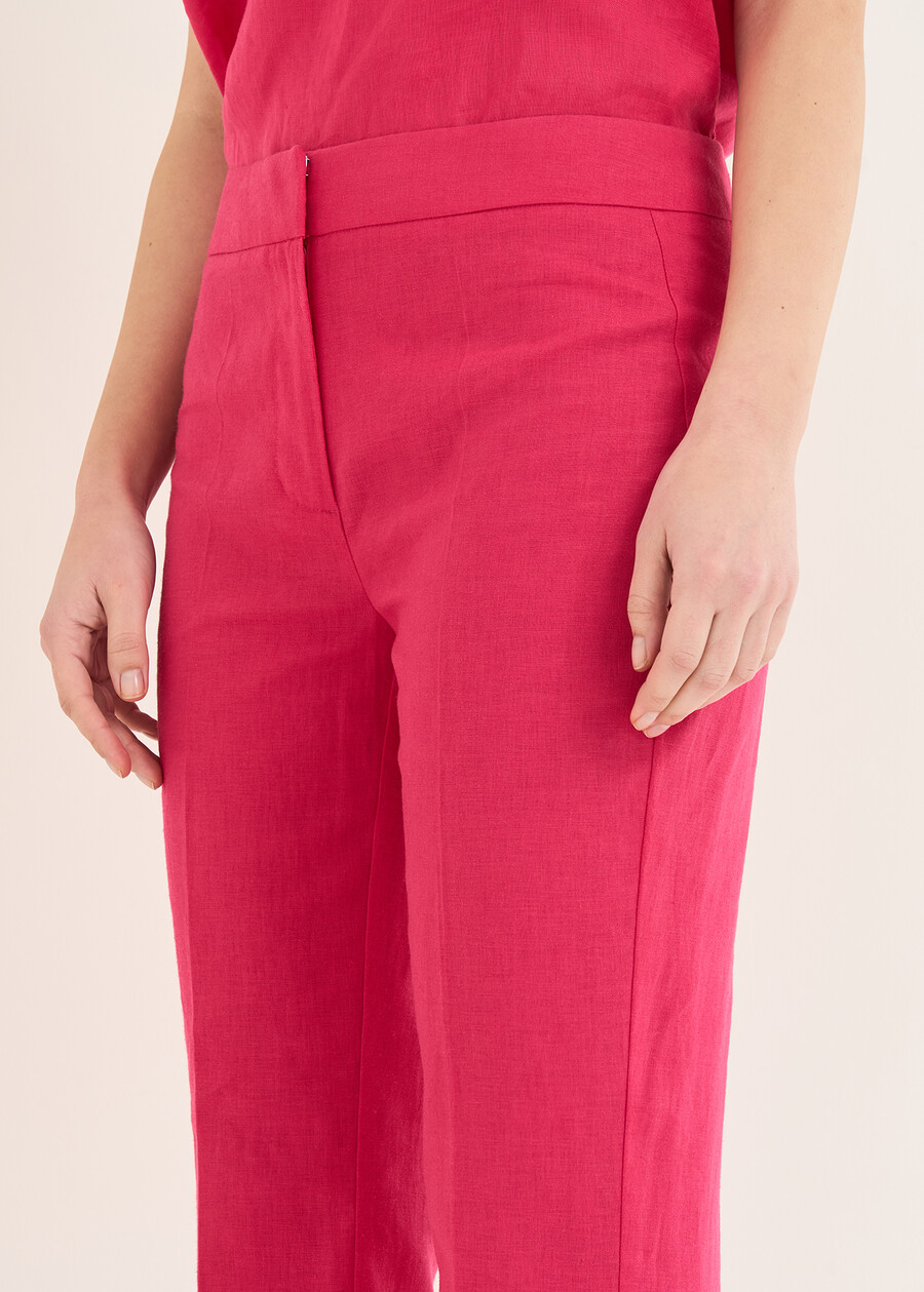 Giorgia-O linen blend trousers BLUROSABIANCO WHITEROSA FUCSIA Woman , image number 4