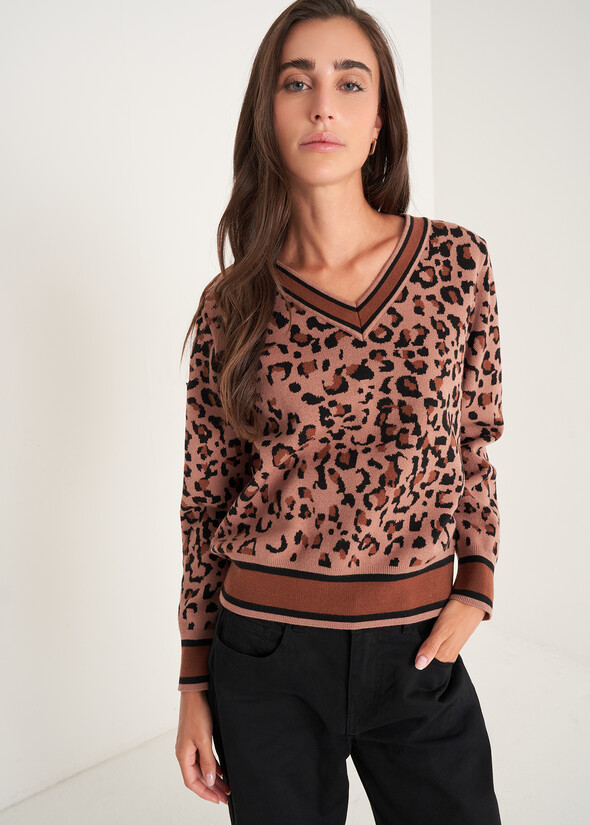 Maglia Marina maculata con dettagli in tinta unita NERO BLACK Donna null