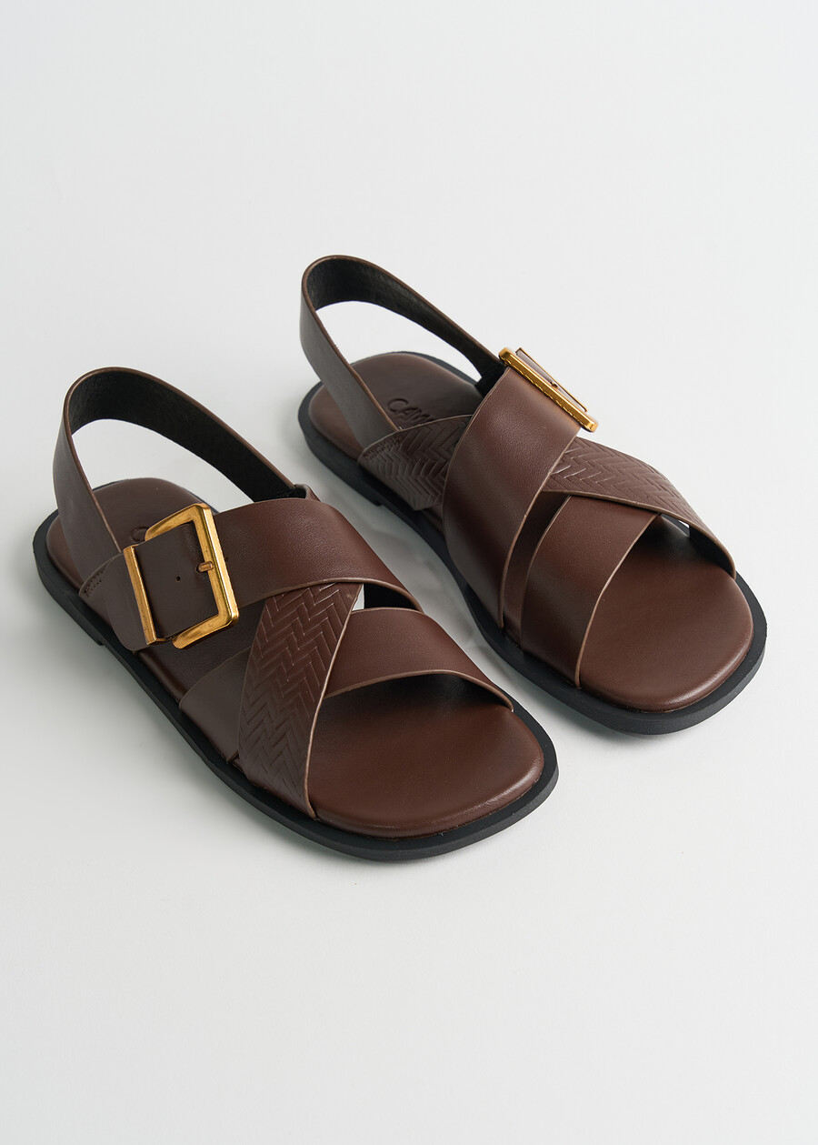 Siria genuine leather sandal MARRONE Woman , image number 2