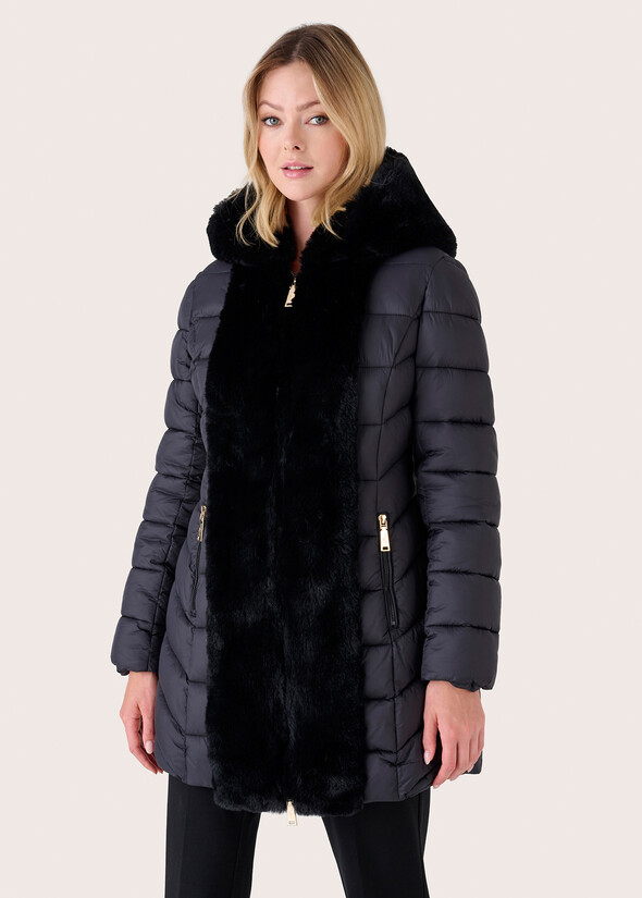 Pica down jacket with eco fur NERO BLACK Woman null