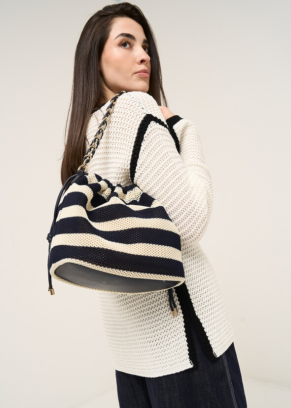 Borsa a secchiello Blexy a righe BLU BLUE Donna null