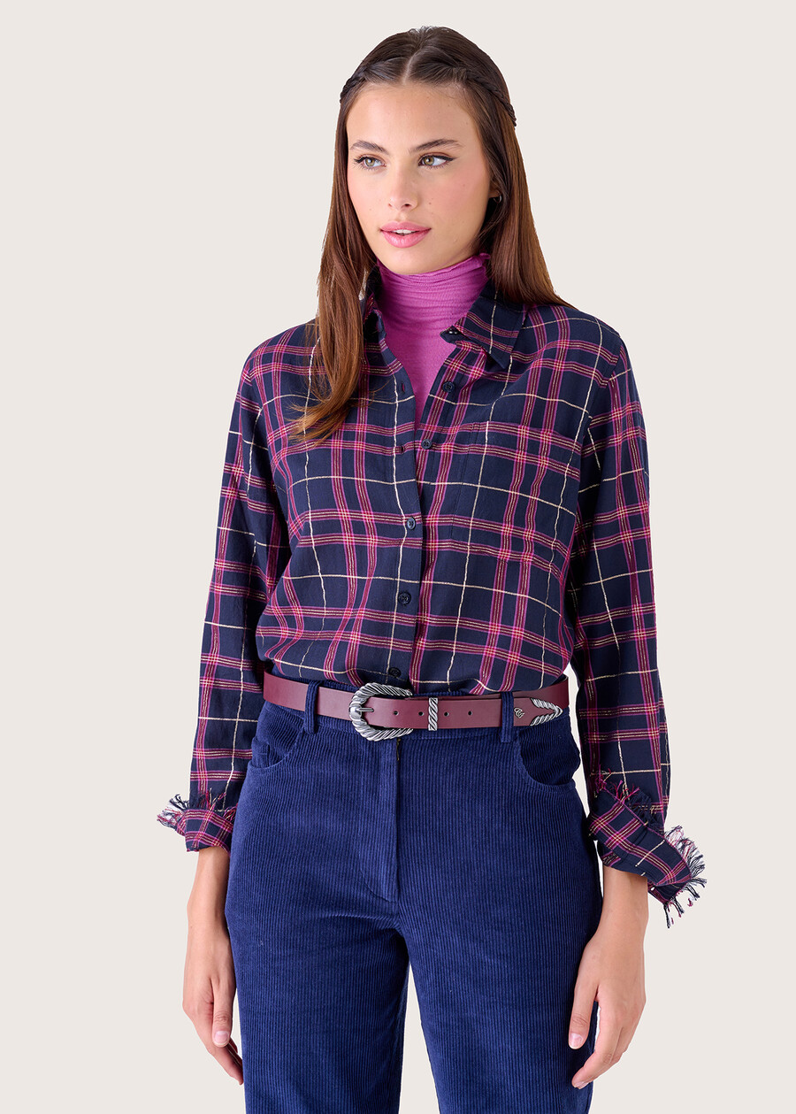Camicia Check 100% viscosa BLU LAGUNA Donna , immagine n. 2