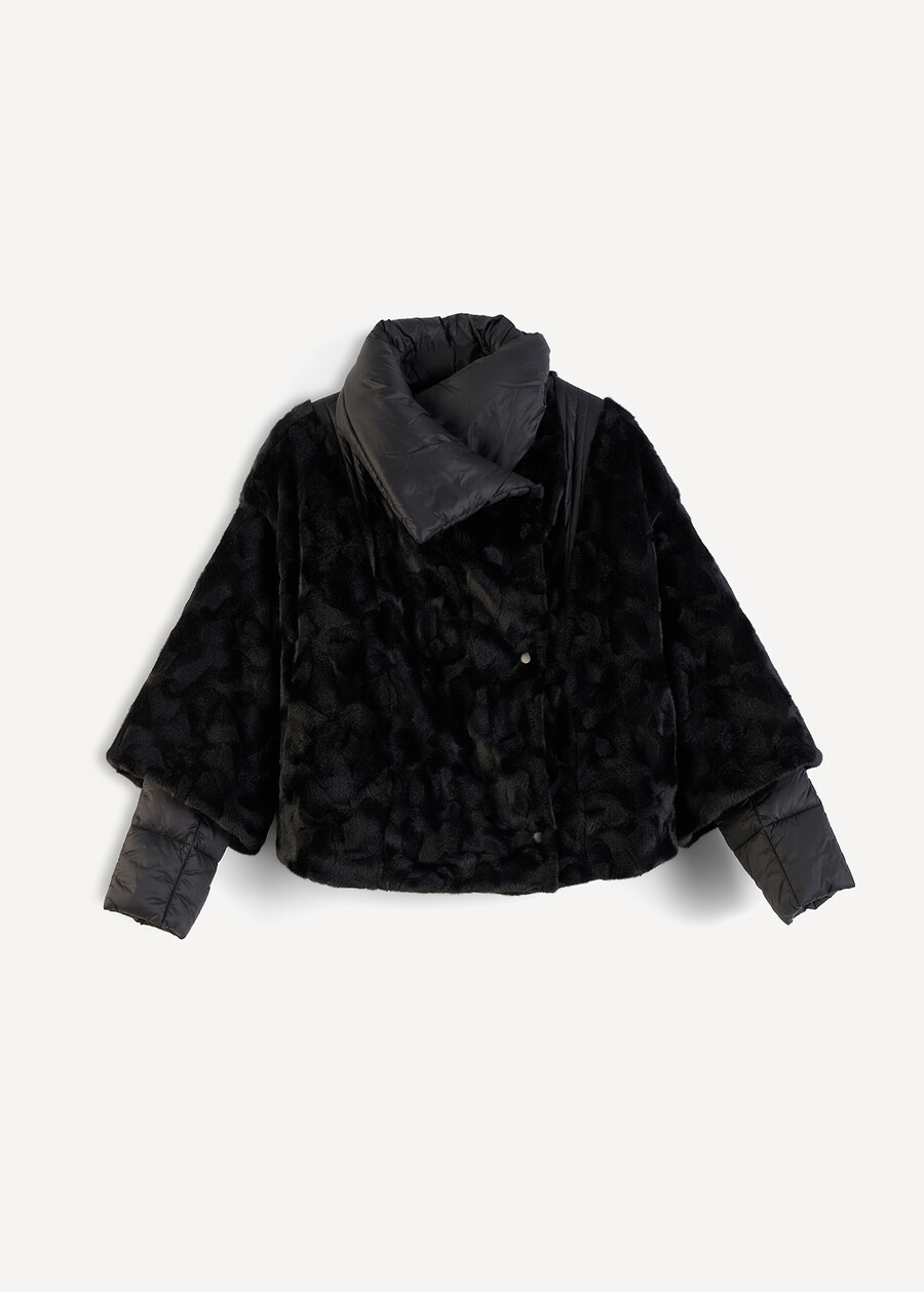 Piumino Percey a cappetta bimateriale BIANCONERO Donna , immagine n. 5