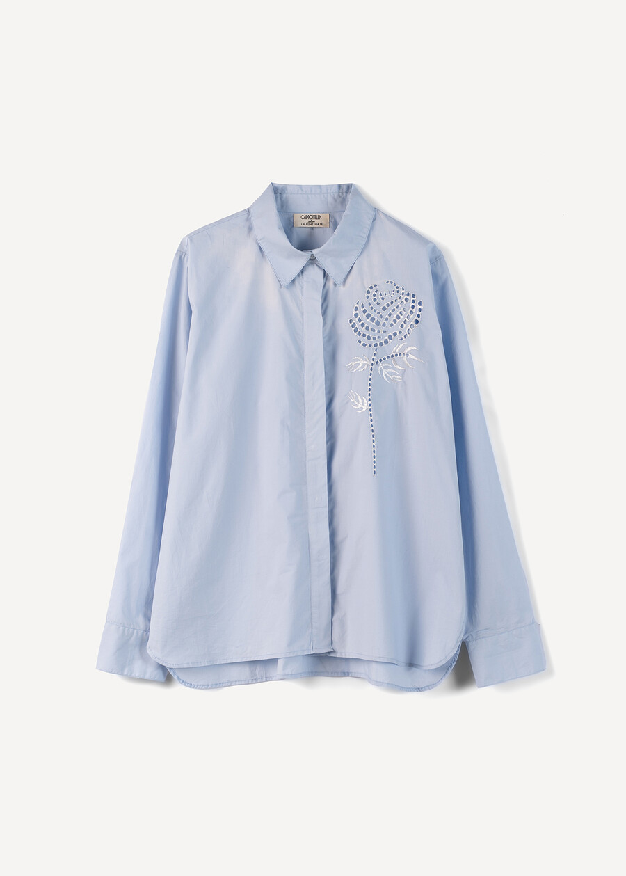 Cataya cotton inlay shirt BIANCO WHITEAZZURO AZZURRO Woman , image number 5