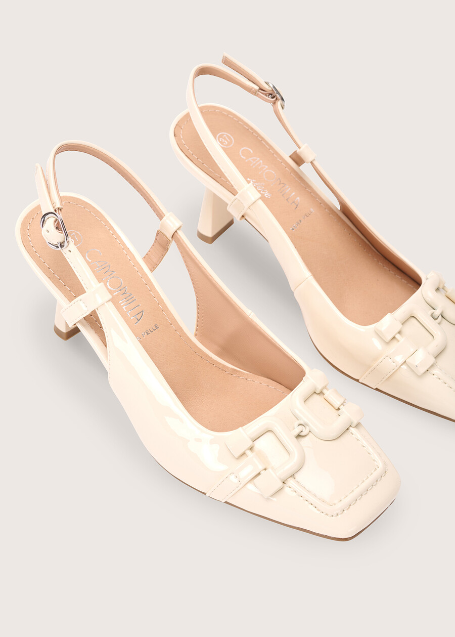 Siana patent eco-leather sandal BEIGE LATTE Woman , image number 3