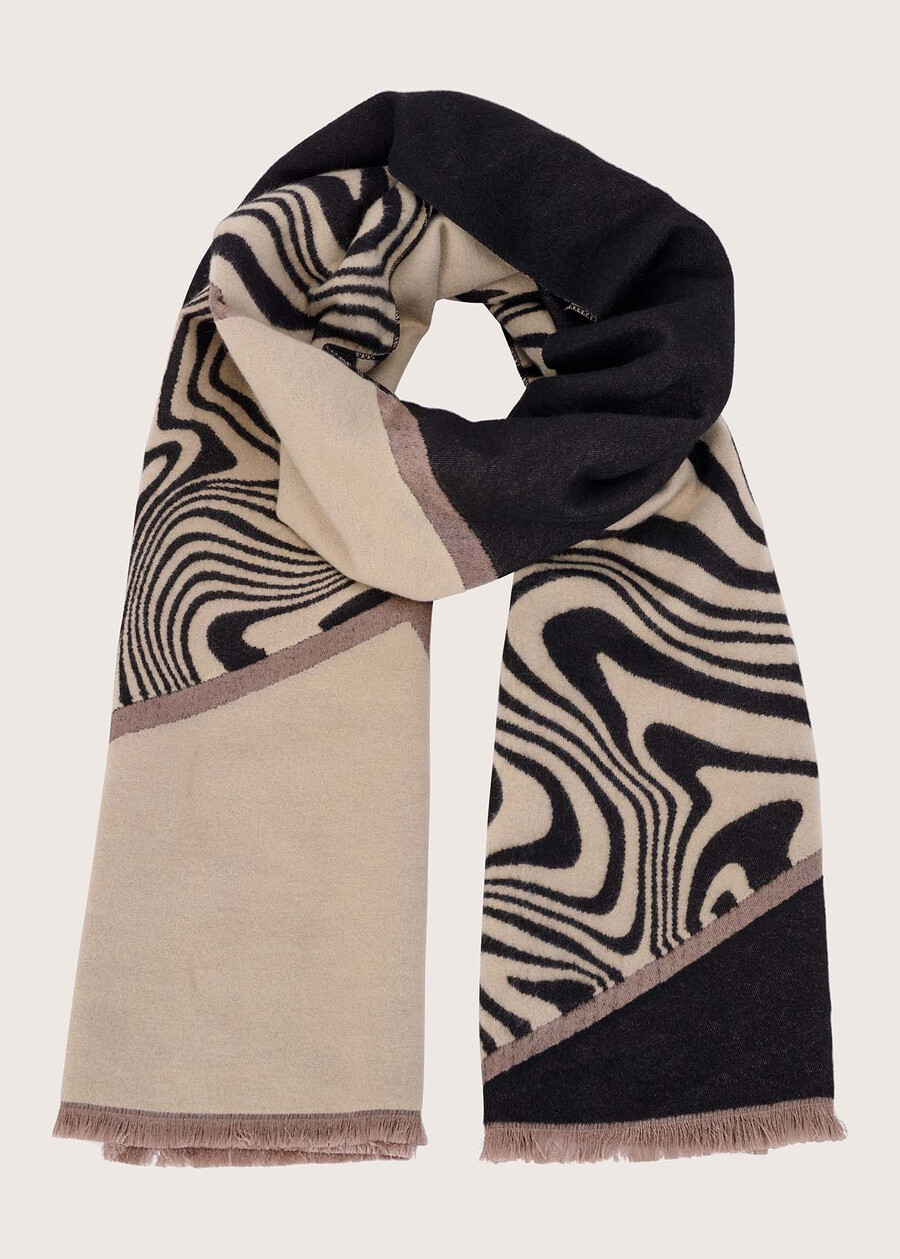 Singa zebra-patterned scarf NERO BLACK Woman , image number 1