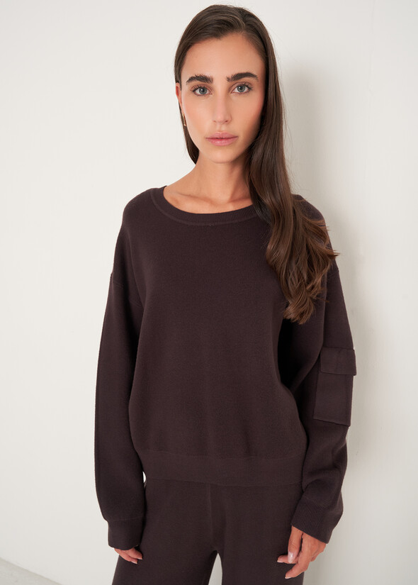 Monia sweater with sleeve pocket Monia sweater with sleeve pocket MARRONE CAFFE Woman null