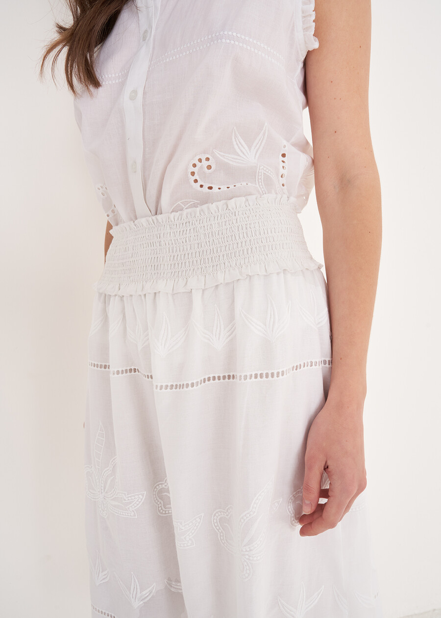 Ginevra 100% Cotton Skirt BIANCO WHITEBLU CELESTE Woman , image number 3