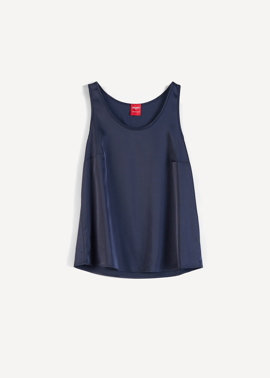 Teresa satin sleeveless top NERO BLACKBIANCO WHITEBLU Woman , image number 6