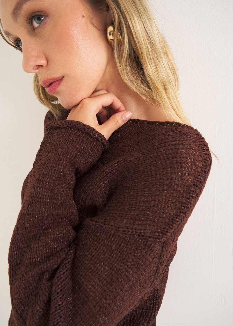 Mia oversized knit top MARRONE CAFFECELESTE FIORDALISO Woman , image number 2