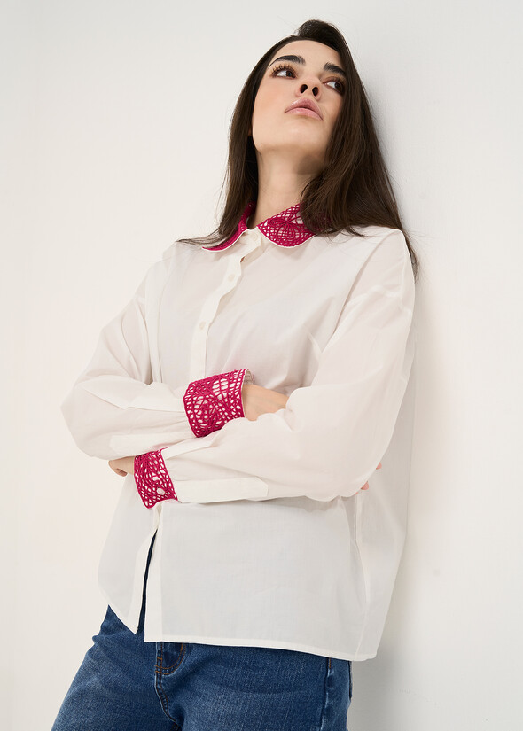 Camicia Cecilia cotone e pizzo BIANCO WHITE Donna null