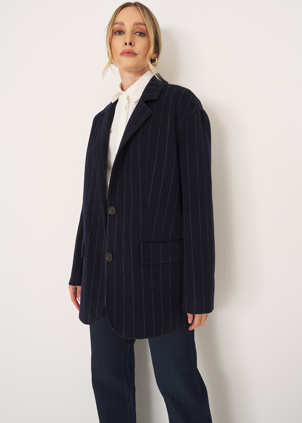 Giulia pinstripe wool jacket BLU Woman null