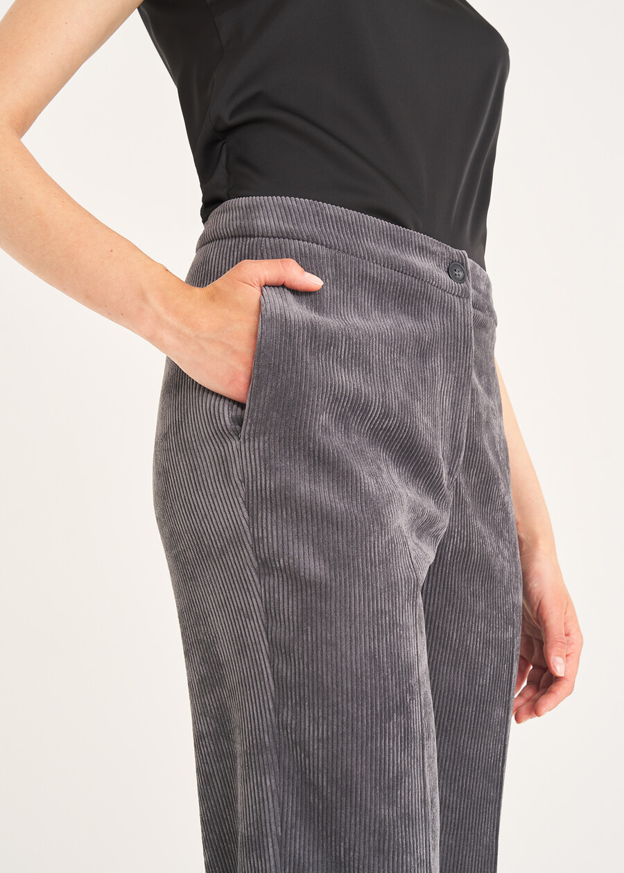 Pantalone Giorgia-N in velluto GRIGIO CENEREVIOLA PURPLE Donna , immagine n. 3