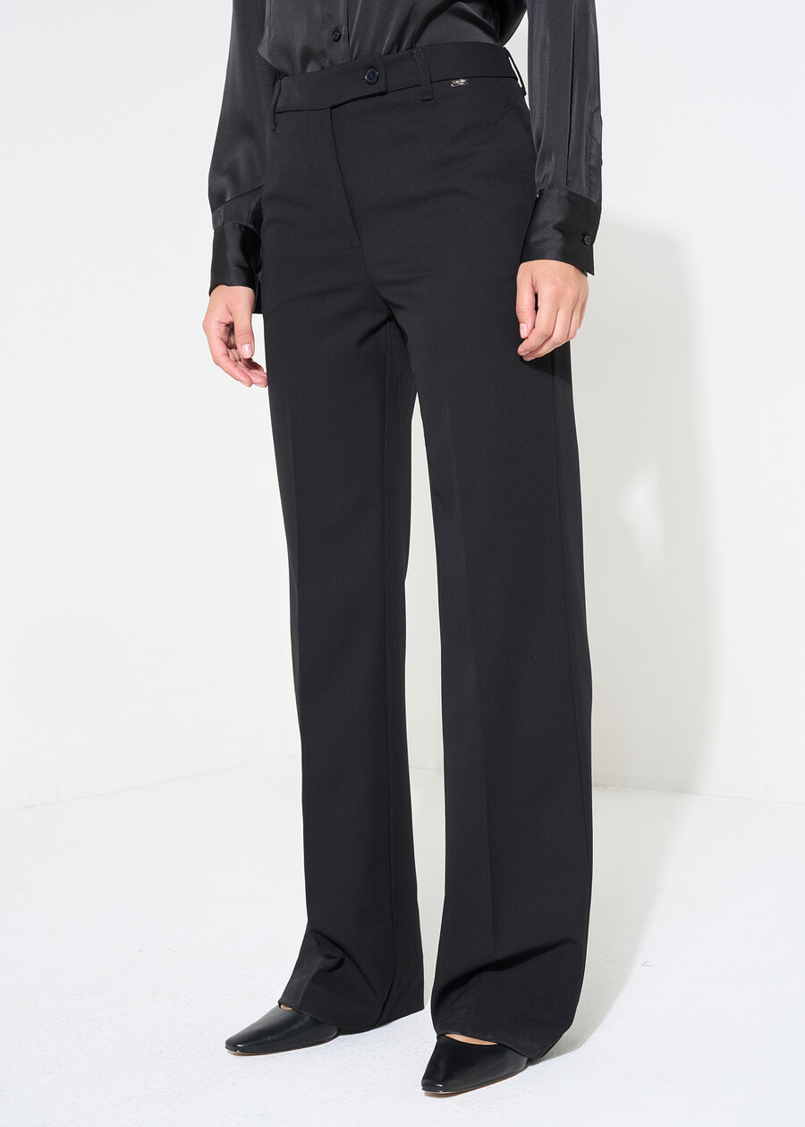 Pantaloni Giorgia ampi bi-stretch NERO BLACKBEIGE GESSOBLU Donna , immagine n. 3