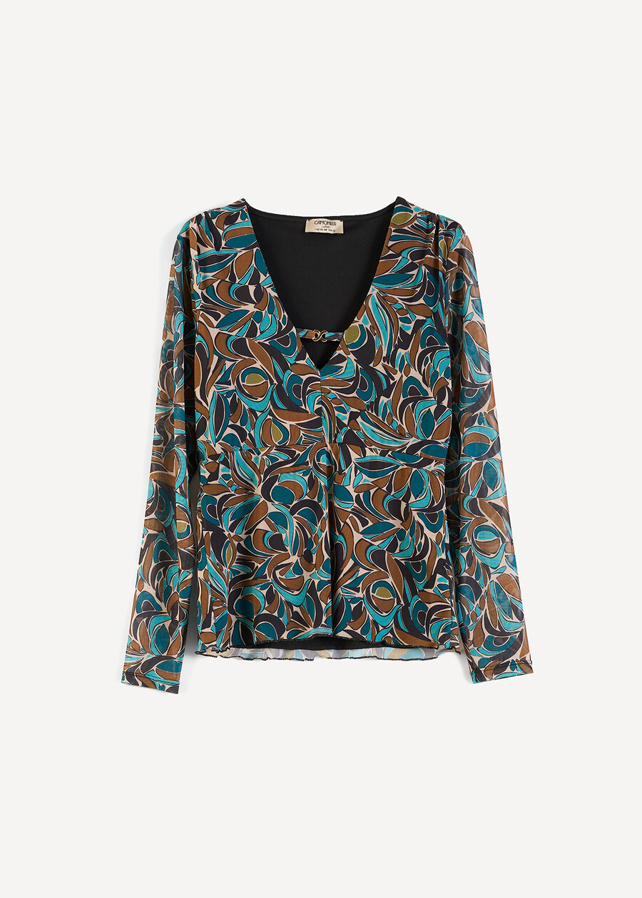 T-shirt Stella stampata scollo a V MARRONE Donna , immagine n. 5