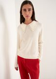 Marta mohair sweater with pearl neckline BIANCO BURRO Woman image number 1