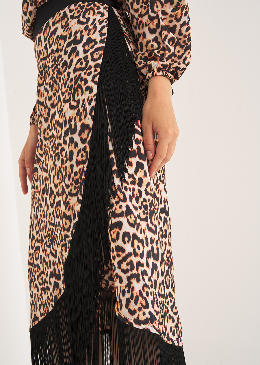 Gemma wrap skirt with fringes NERO BLACK Woman , image number 3