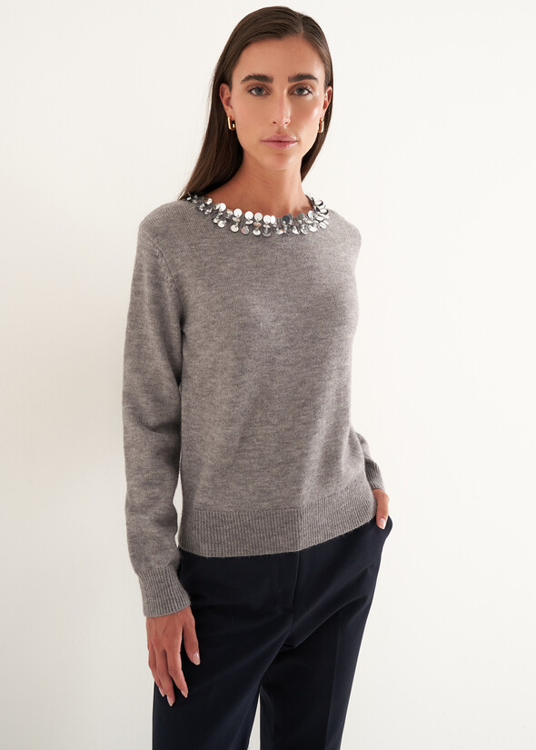 Marlie sweater with sequins GRIGIO CENERE Woman null