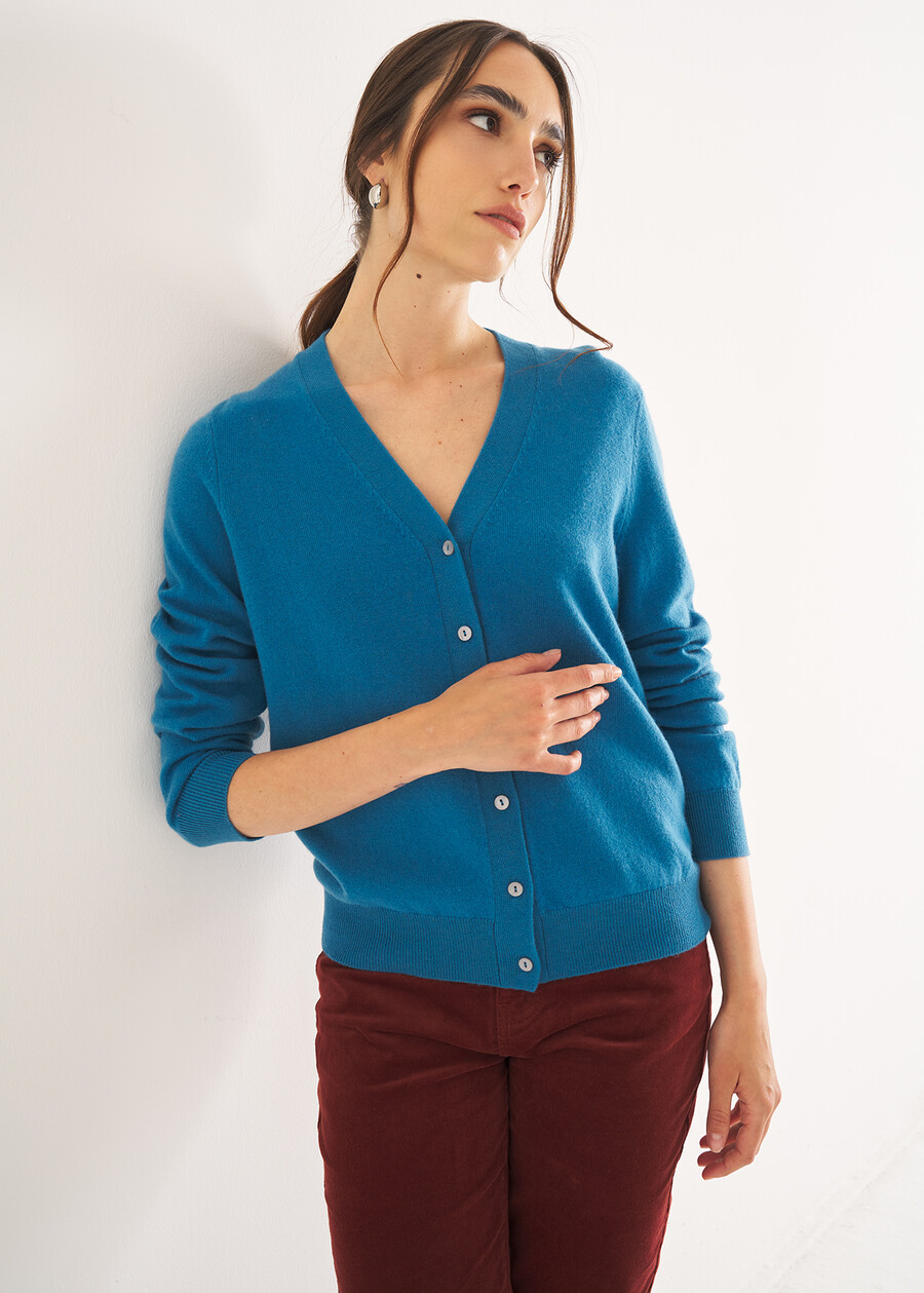 Cardigan Clooney in lana e cashmere ROSSO MAGENTAVERDE PAVONE Donna , immagine n. 1