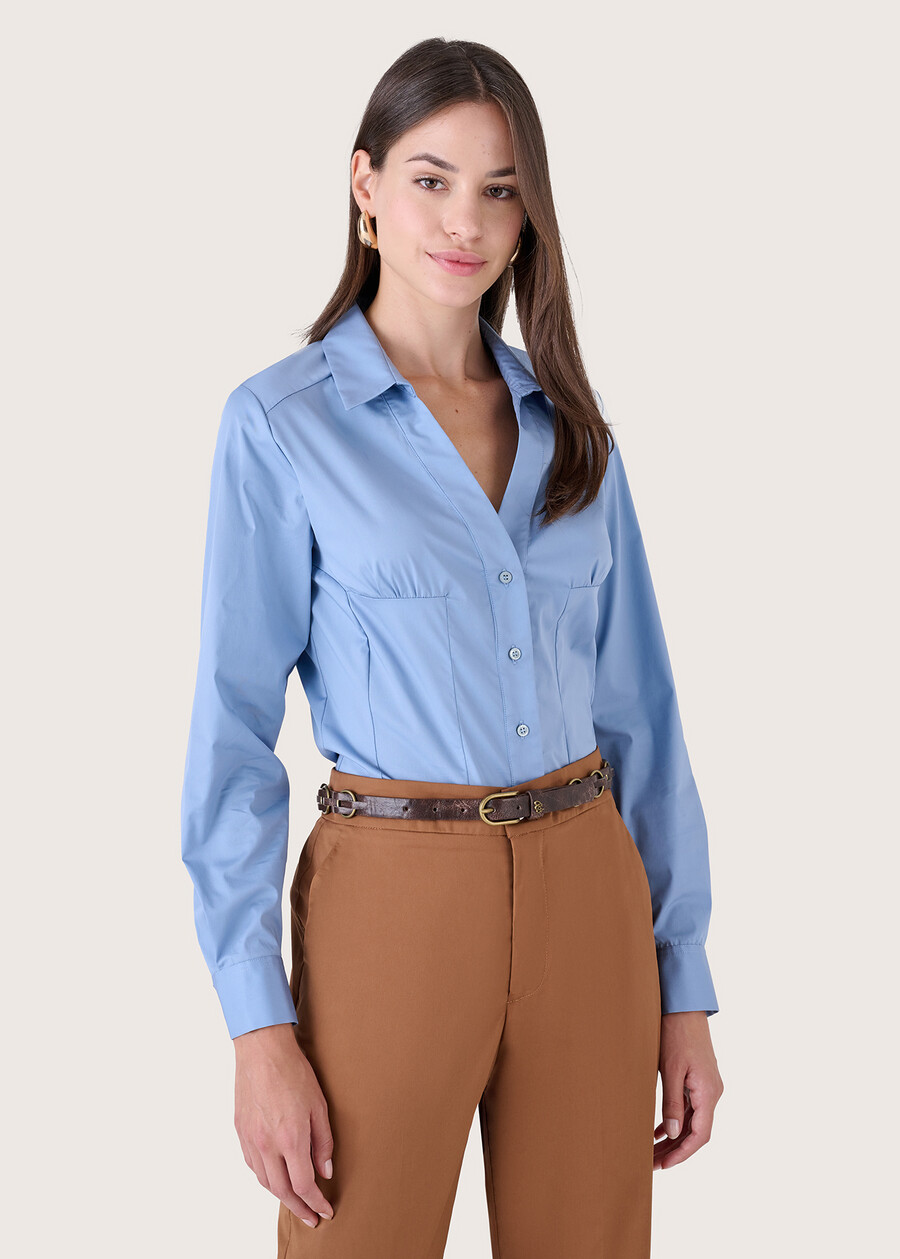 Camicia Carlett in cotone BIANCO WHITEBLU CELESTE Donna , immagine n. 1
