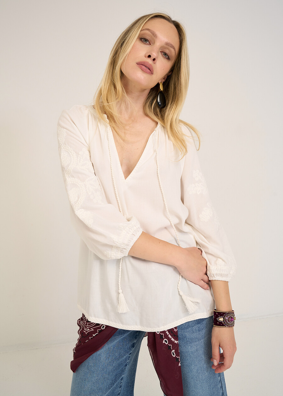 Barby embroidered blouse BIANCOMARRONE Woman , image number 1