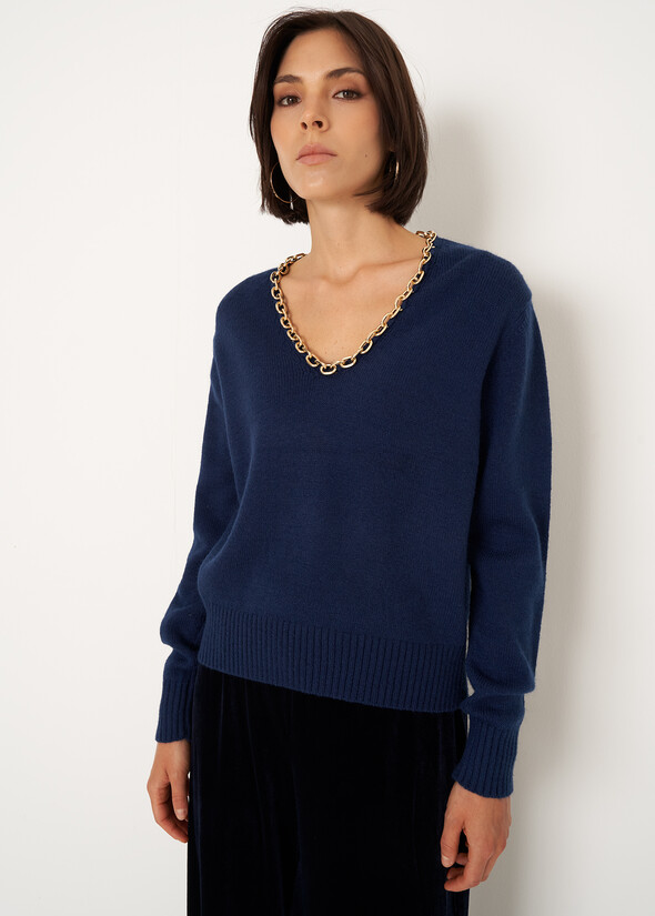 Malawi V-neck sweater BLU MIDNIGHT Woman null