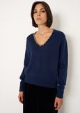Malawi V-neck sweater BLU MIDNIGHTVIOLA VINACCIA Woman image number 1