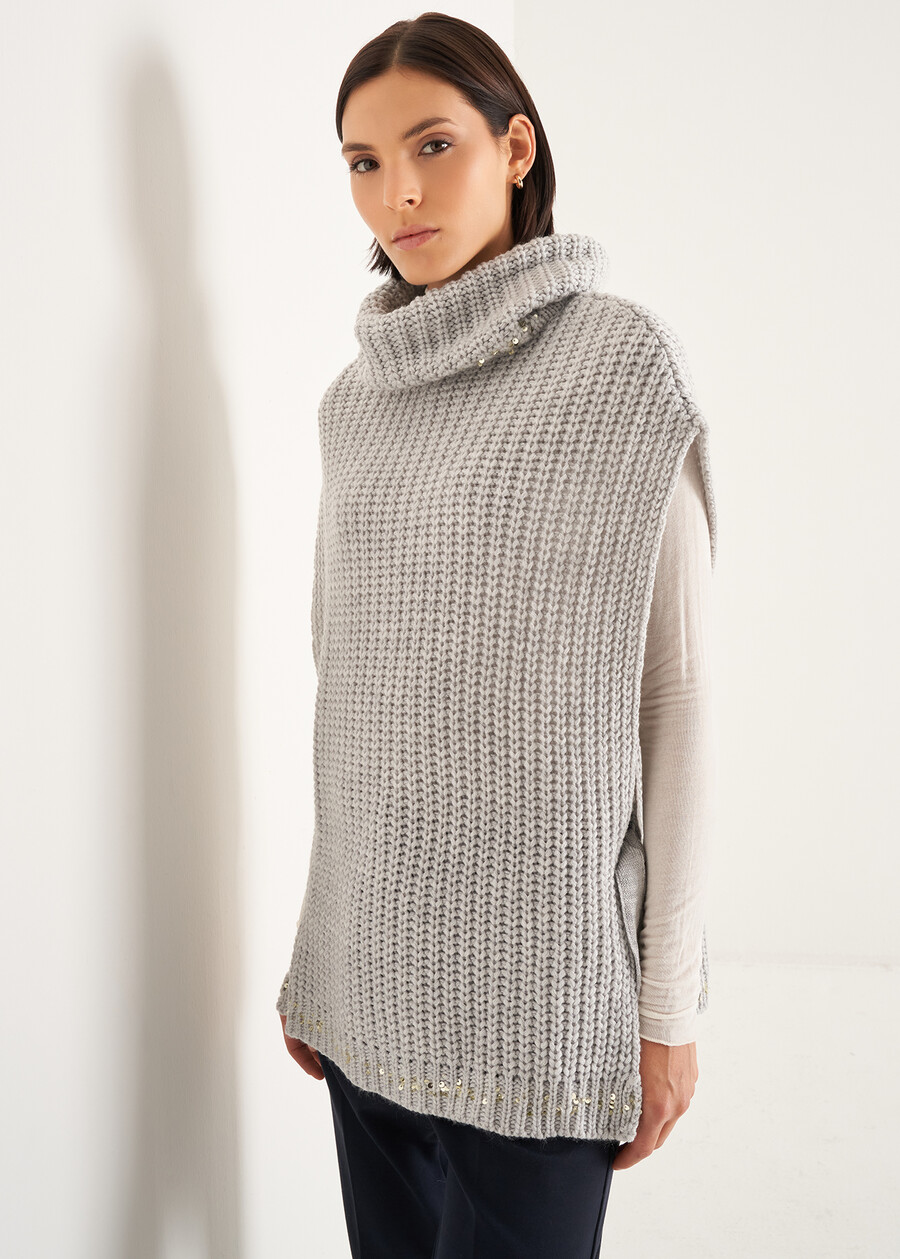 Maglia smanicata Morgana con paillettes GRIGIO PERLA Donna , immagine n. 1