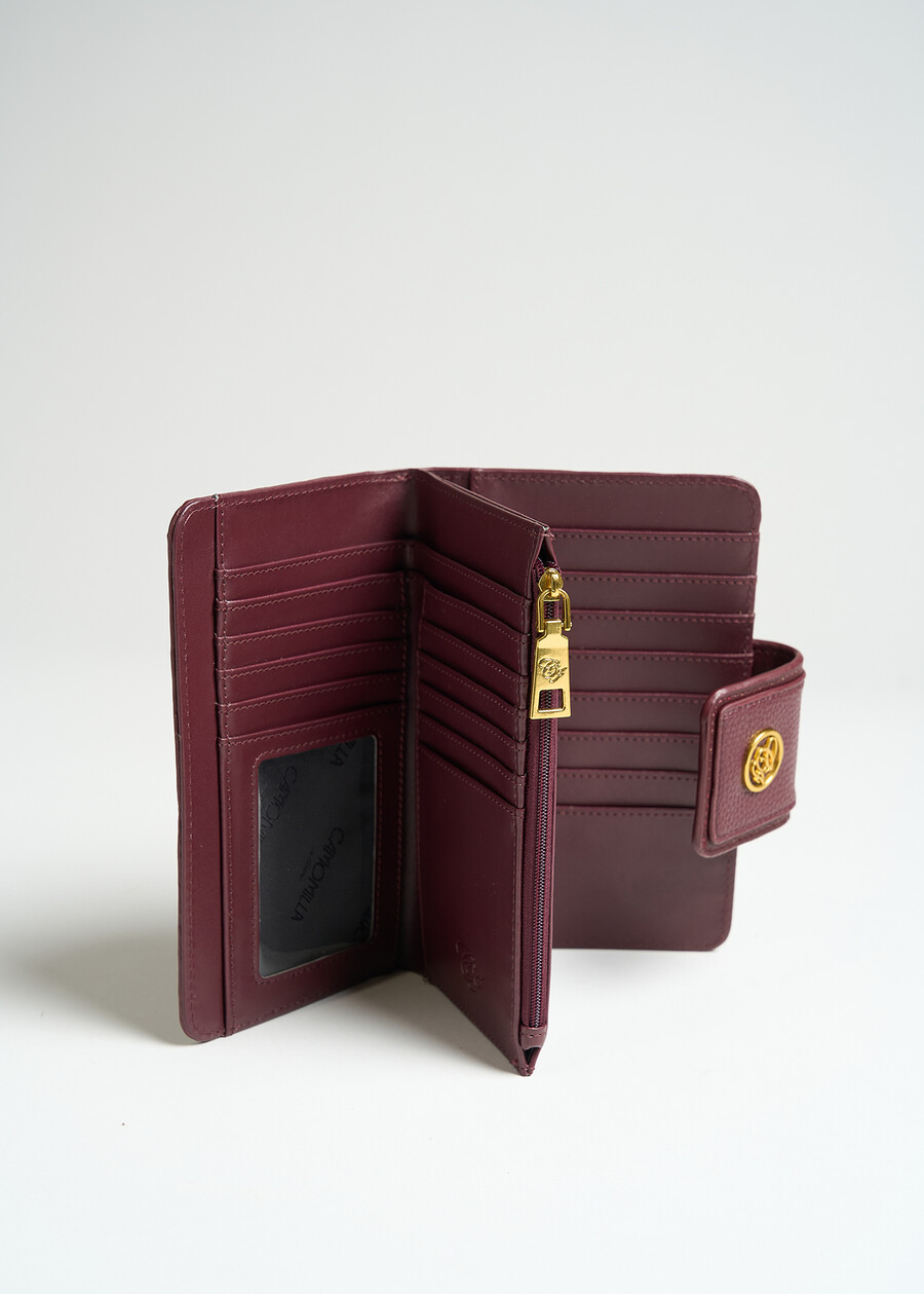 Percy stag-grain wallet ROSSO BORDEAUX Woman , image number 2