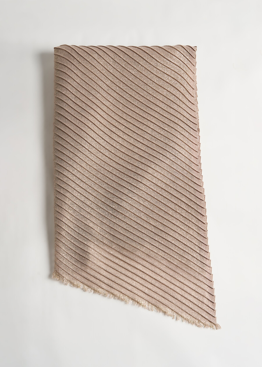 Sciarpa Suellen pliss&eacute; in lurex BEIGE LATTEGOLD Donna , immagine n. 2