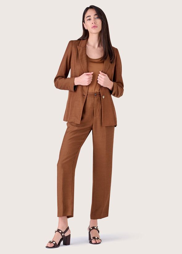 Alice linen-blend fabric trousers BLUE PACIFICMARRONE MOKA Woman null