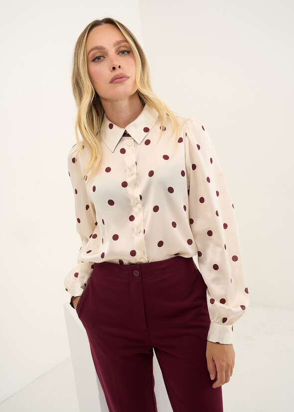 Chery recycled satin polka dot top BEIGE LATTE Woman null
