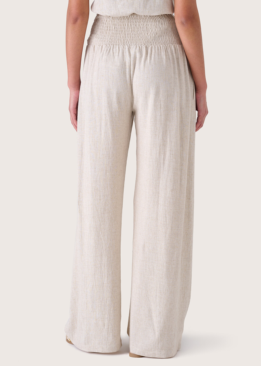 Pantaloni Polis in lino e viscosa BEIGE SAFARI Donna , immagine n. 4