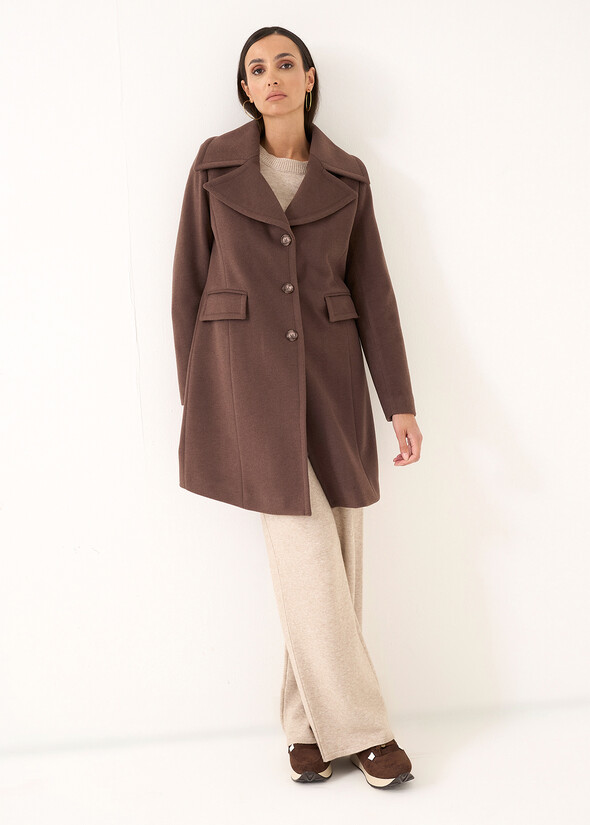 Chris single-breasted diagonal wool-blend coat MARRONE Woman null