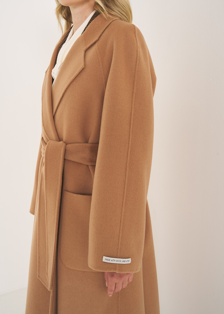 Connie pure wool wrap coat NERO BLACKBEIGE CAMMELLO Woman , image number 3