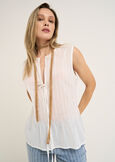 Tony cotton voile top with flounce BIANCO WHITENERO BLACK Woman image number 1