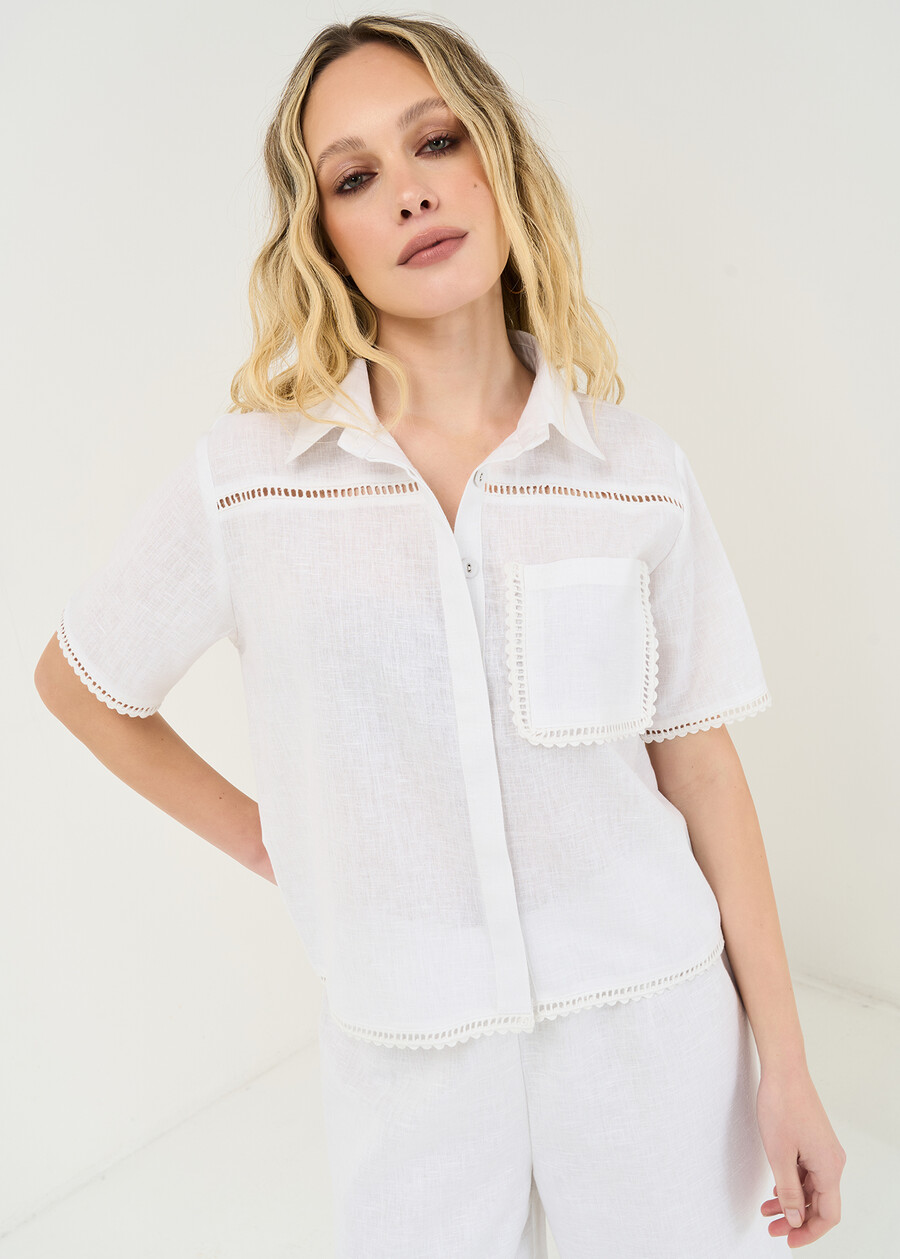 Clelia shirt with lace details BIANCO WHITE Woman , image number 1